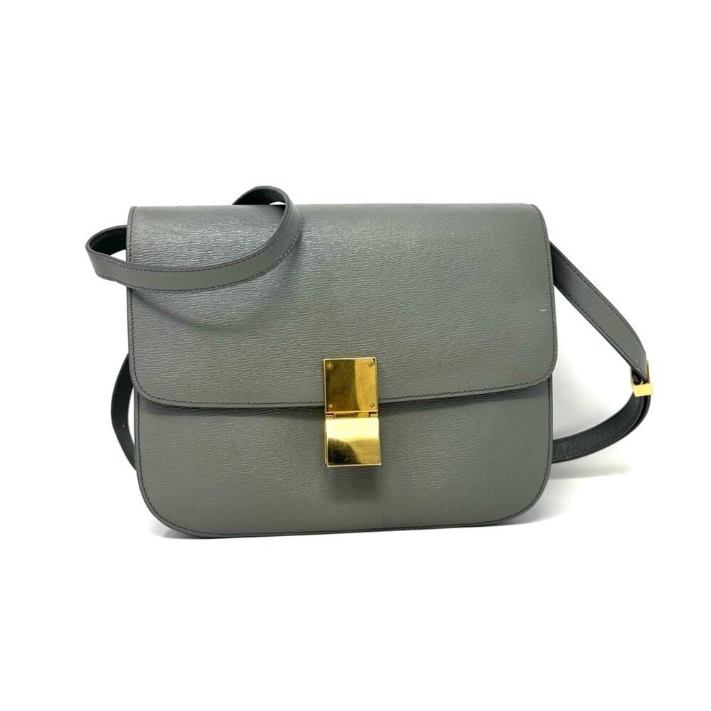 Celine Phoebe Philo Medium Grey Grainy Calfskin Box Bag